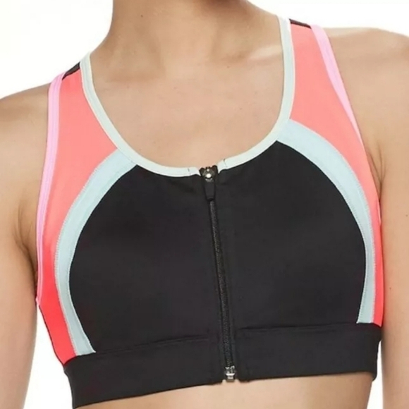 FILA SPORT Pieced Colorful Zip-Front Medium-Impact Sports Bra Size Small EUC - Picture 2 of 13